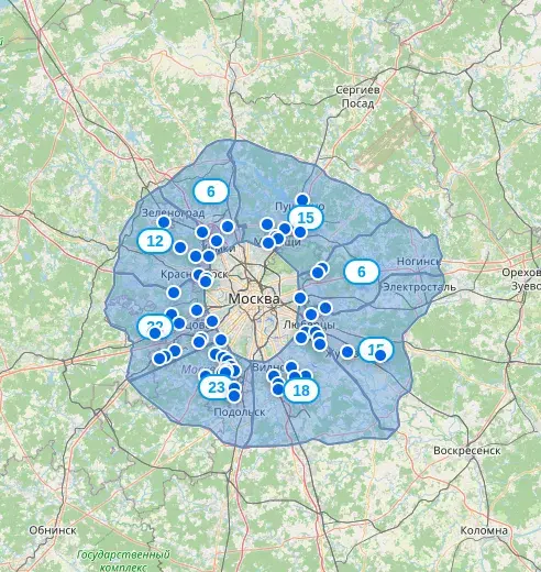 Карта объектов в персональной подборке